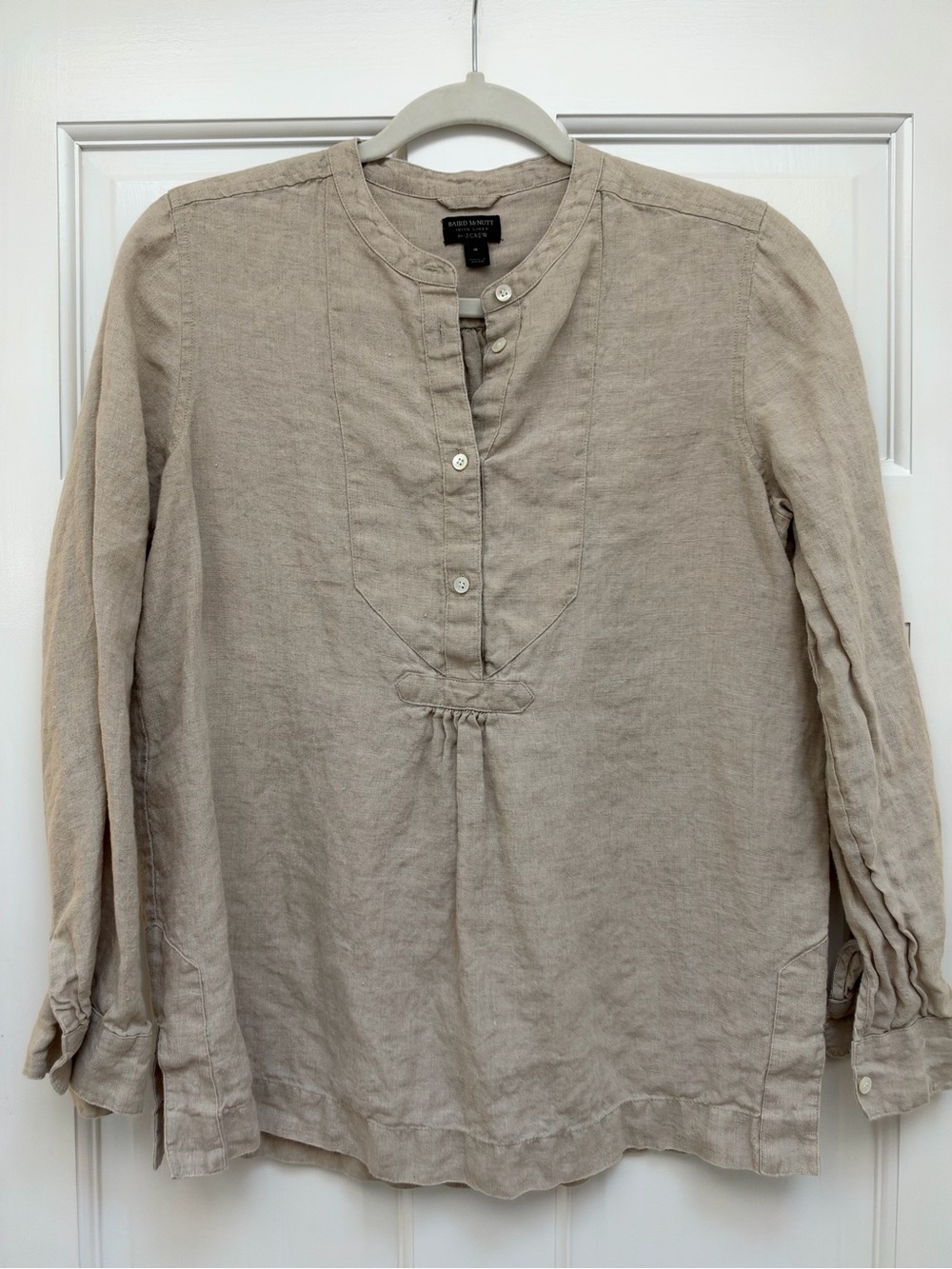J. Crew Women's Beige Linen Button-Front Tunic